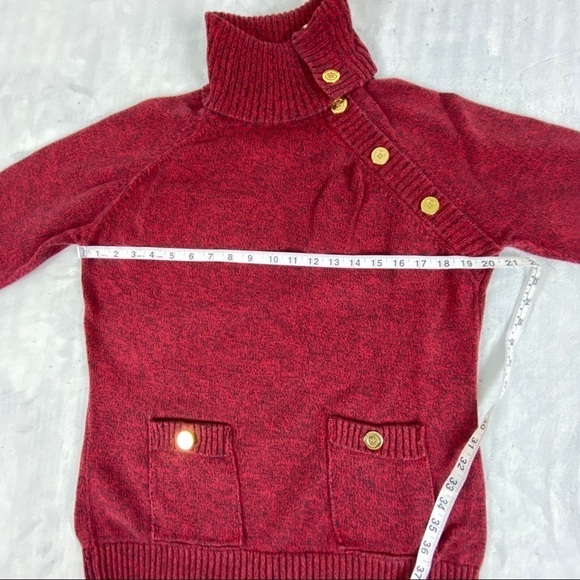 Karen Scott Button Cowl Neck Sweater Size Medium 100% Cotton Burgundy Knit - Picture 8 of 12